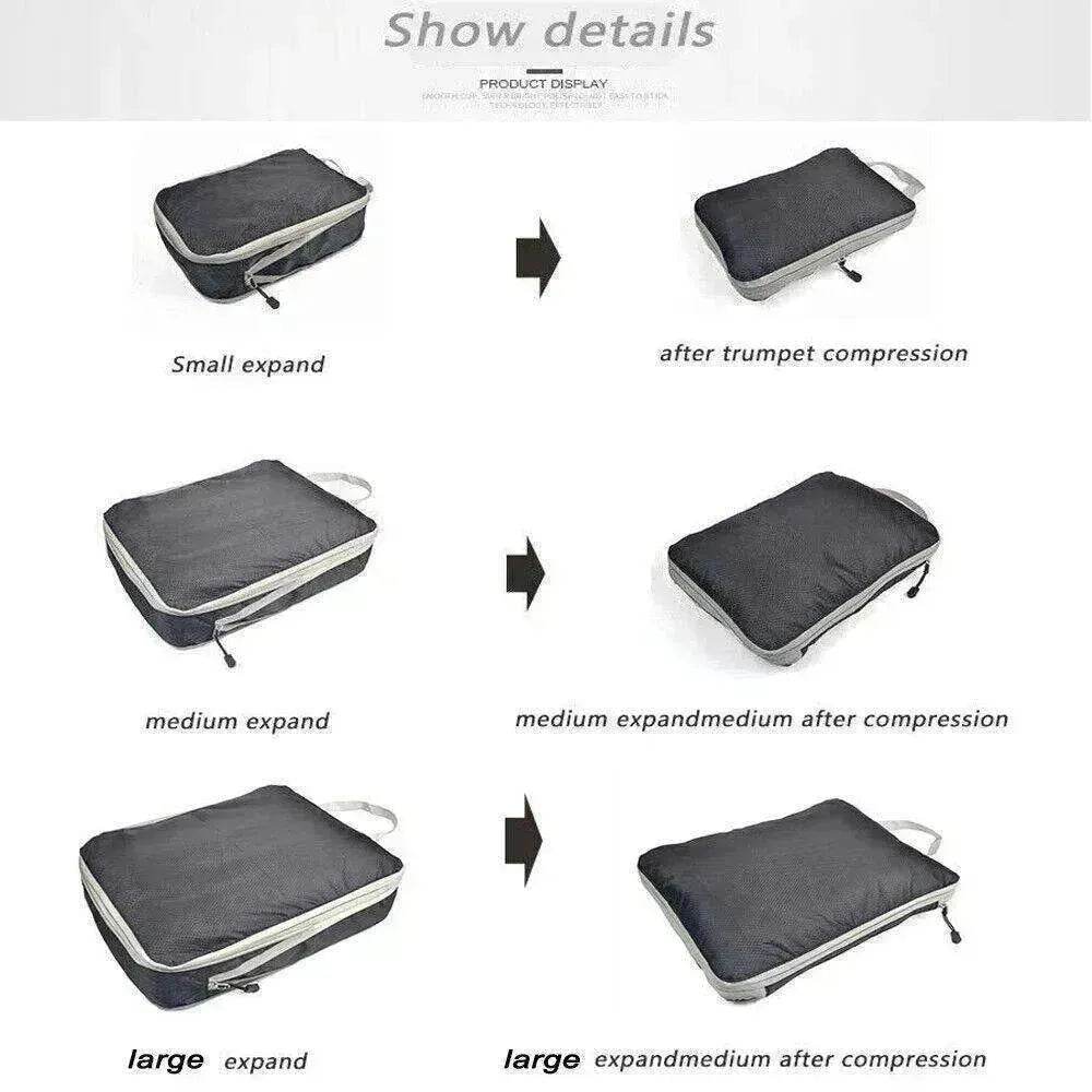 3Pcs Comp. Packing Cubes Expandable Travel Bags Organizer - Random Color - www.Shopthatapp.com #