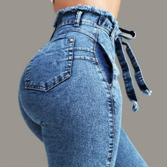 High Waist Fringed jeans Bootcut Pant for Women - www.Shopthatapp.com #
