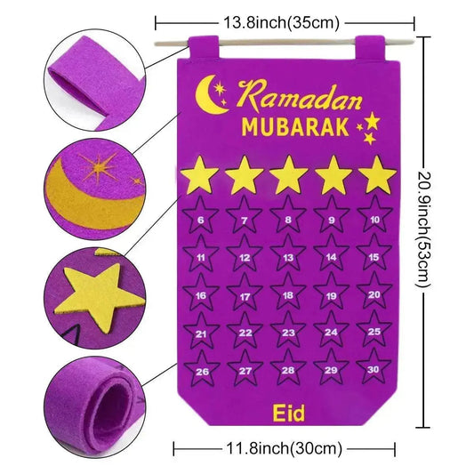 Ramadan Decoration Eid Calendar 30 Days Eid Tapestry For Children - www.Shopthatapp.com #