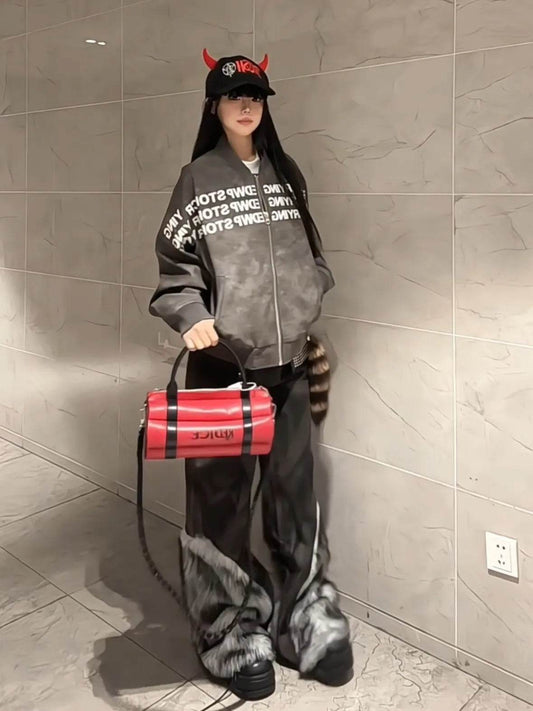 Retro Distressed Pants Leg Stitching Edging Skinny Baggy Jeans Pant For Women - www.Shopthatapp.com #