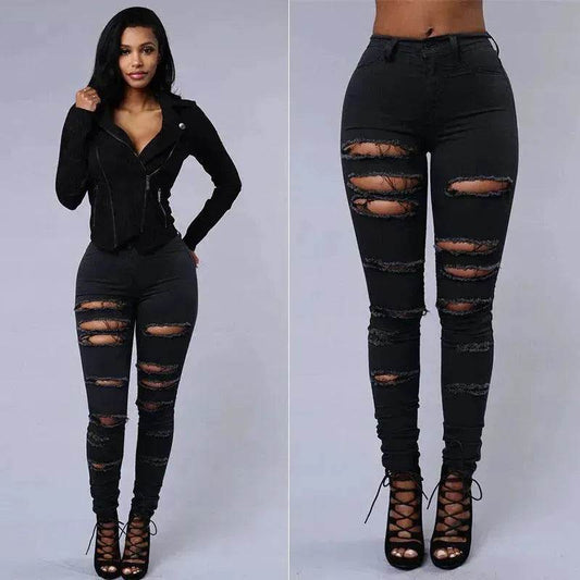 Ripped Jeans Women Skinny Trousers Casual High Waist Pencil Pants - www.Shopthatapp.com #