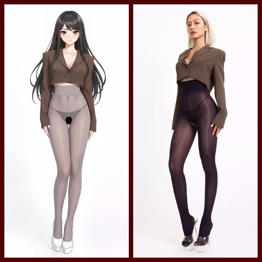 20D Crotchless High Waist Pantyhose Nylon Tights - www.Shopthatapp.com #