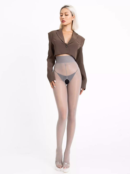 20D Crotchless High Waist Pantyhose Nylon Tights - www.Shopthatapp.com #