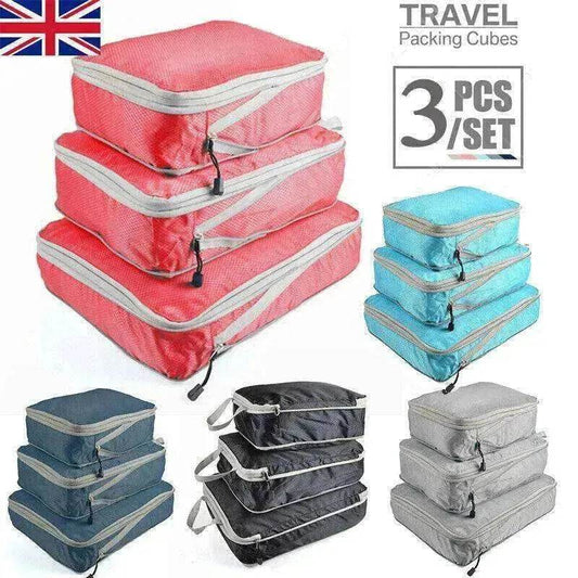 3Pcs Comp. Packing Cubes Expandable Travel Bags Organizer - Random Color - www.Shopthatapp.com #