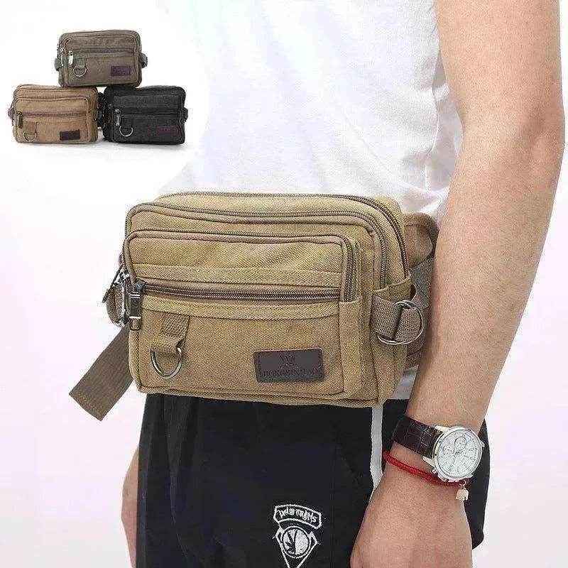Canvas Fanny Pack With 4 Zipper Pockets Waist Bag - www.Shopthatapp.com #