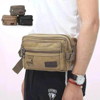 Canvas Fanny Pack With 4 Zipper Pockets Waist Bag - www.Shopthatapp.com #