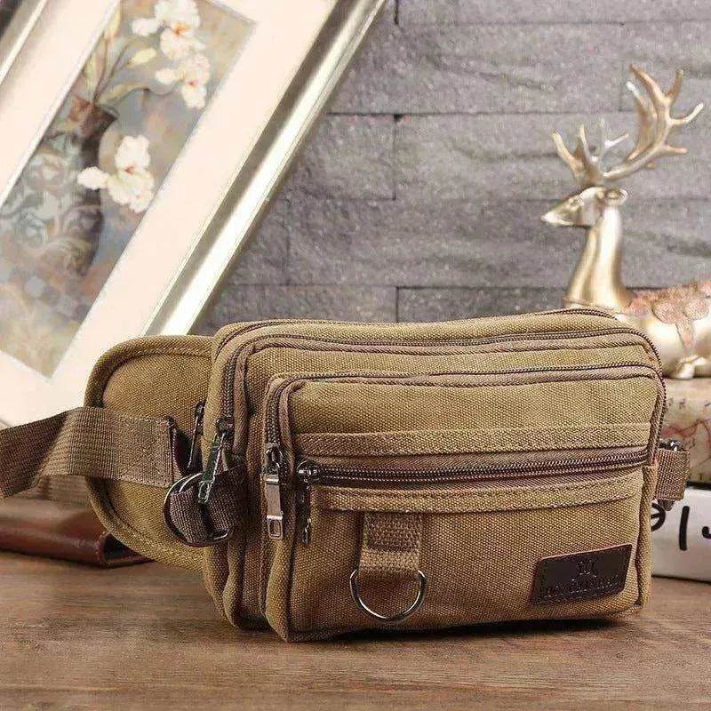 Canvas Fanny Pack With 4 Zipper Pockets Waist Bag - www.Shopthatapp.com #