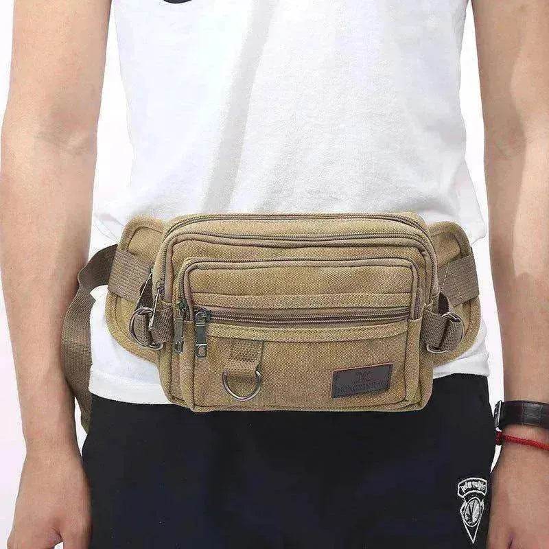 Canvas Fanny Pack With 4 Zipper Pockets Waist Bag - www.Shopthatapp.com #
