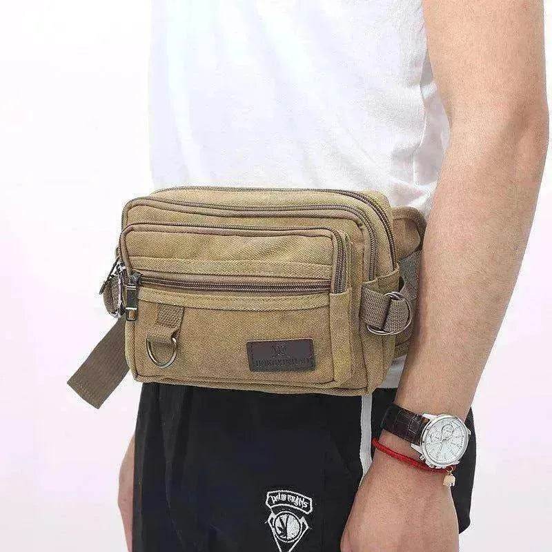 Canvas Fanny Pack With 4 Zipper Pockets Waist Bag - www.Shopthatapp.com #
