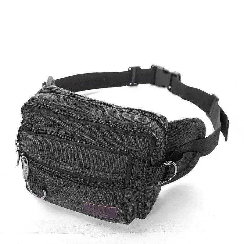 Canvas Fanny Pack With 4 Zipper Pockets Waist Bag - www.Shopthatapp.com #