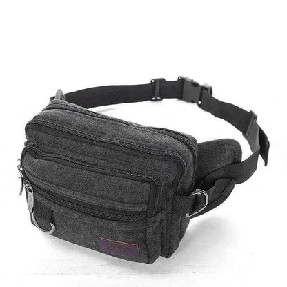 Canvas Fanny Pack With 4 Zipper Pockets Waist Bag - www.Shopthatapp.com #