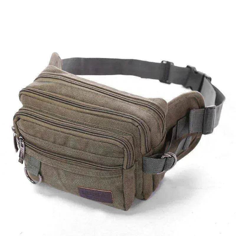 Canvas Fanny Pack With 4 Zipper Pockets Waist Bag - www.Shopthatapp.com #