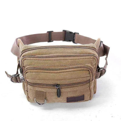 Canvas Fanny Pack With 4 Zipper Pockets Waist Bag - www.Shopthatapp.com #