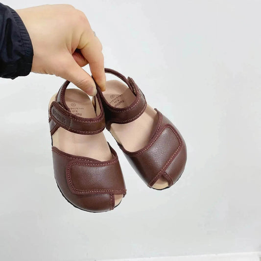 Children's Solid Color Leather Peep Toe Sandals Lightweight Pump Beach Shoes - www.Shopthatapp.com #