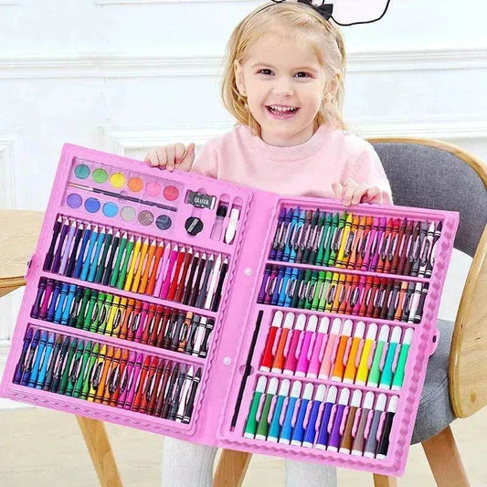 Double Panel Easel Version Watercolor Pen Set Brush Crayon Oil Pastel Children Painting Coloring Drawing Art set. - www.Shopthatapp.com #