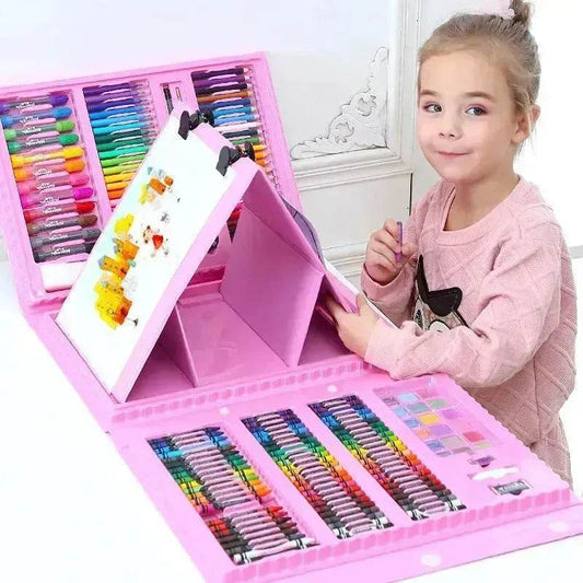 Double Panel Easel Version Watercolor Pen Set Brush Crayon Oil Pastel Children Painting Coloring Drawing Art set. - www.Shopthatapp.com #