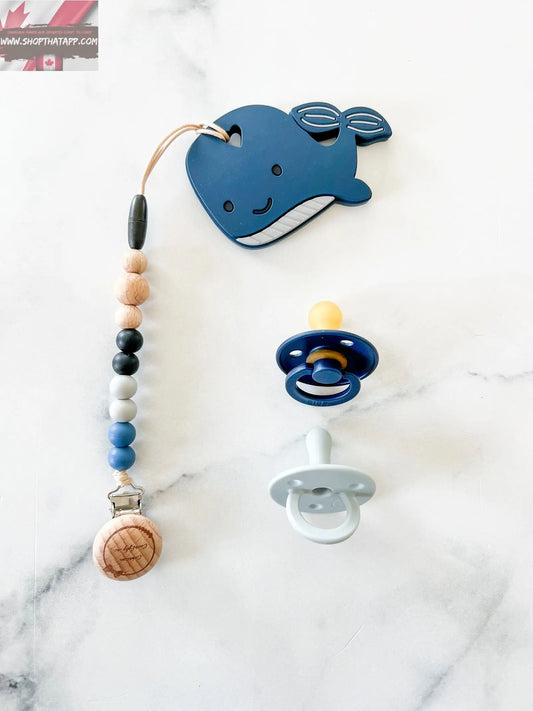 Duo Attache Suce Jouet Dentition Baleine - Parfait pour Bébé Creation Coco Lyly
