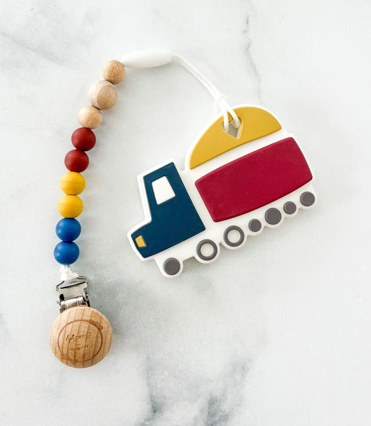 Attache suce jouet dentition camion pour bébé - Duo pratique et ludique Creation Coco Lyly