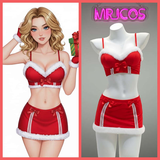 Festive 3-Piece Christmas Cosplay Costume Sexy Holiday Party Lingerie Set - www.Shopthatapp.com #
