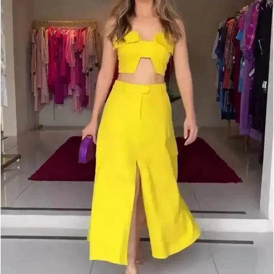 High Waist Wide Leg Dress Suit Women Two piece. - www.Shopthatapp.com #