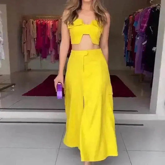 High Waist Wide Leg Dress Suit Women Two piece. - www.Shopthatapp.com #