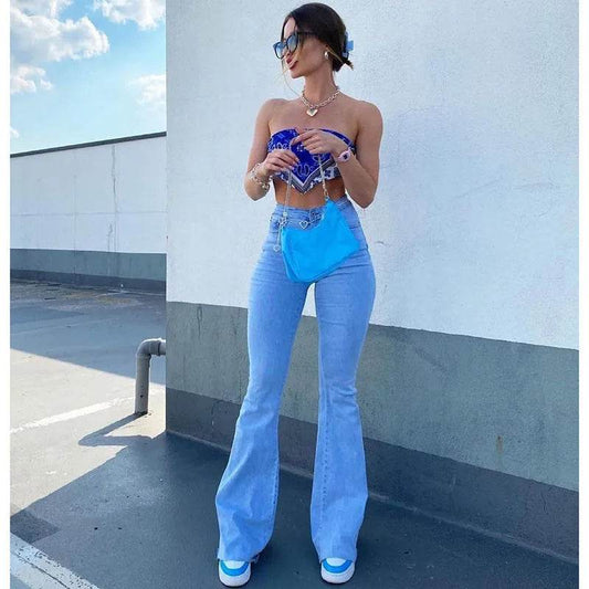Hot Stretch Denim Pants Tight Slim Fit Bootcut Jeans For Woman - www.Shopthatapp.com #