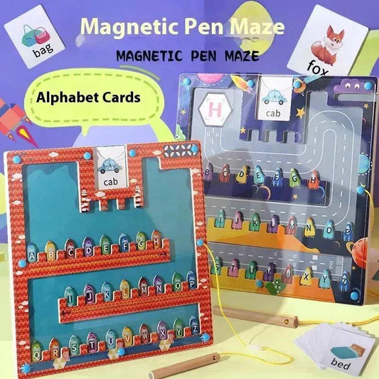 Magnetic Letters Matching Walking Parking Maze Letters Early Cognitive Montessori Educational Toys - www.Shopthatapp.com #