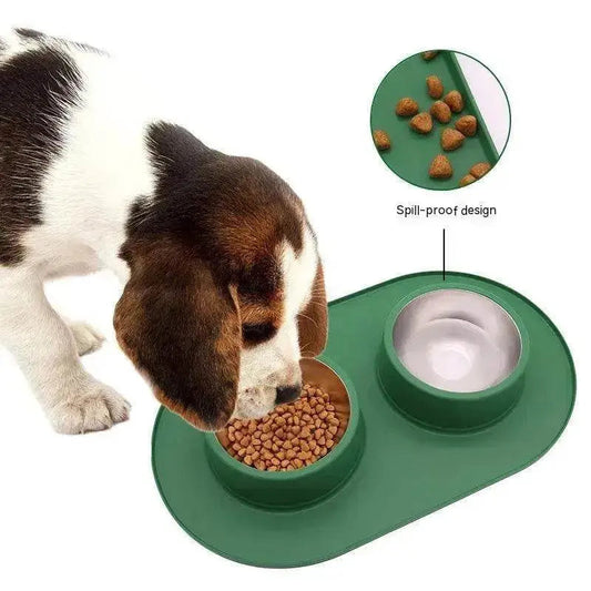 Pet Anti-skid Anti-splash Silicone Stainless Steel Bowl For Pet - www.Shopthatapp.com #