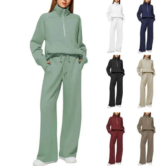 Plain Women Matching Casual Winter Tracksuit set - joggers and hoodie set for women - www.Shopthatapp.com #