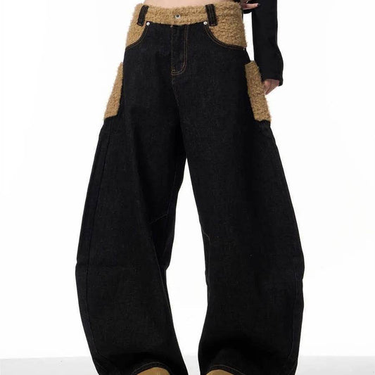 Retro Minority Design Inside-out Wear Stitching Baggy Jeans Pant For Women - www.Shopthatapp.com #