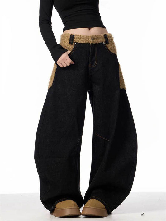 Retro Minority Design Inside-out Wear Stitching Baggy Jeans Pant For Women - www.Shopthatapp.com #
