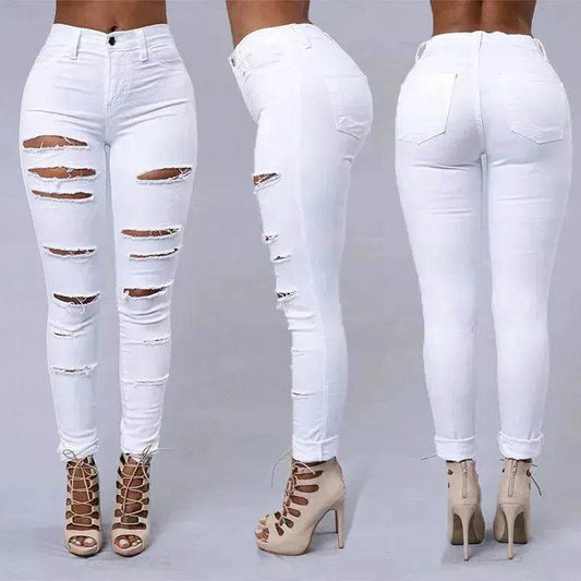 Ripped Jeans Women Skinny Trousers Casual High Waist Pencil Pants - www.Shopthatapp.com #