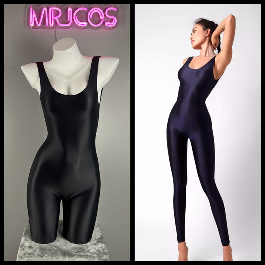 Sleeveless Sheer Spandex Bodysuit Glossy Silky Spandex Yoga Suit Lingerie - www.Shopthatapp.com #