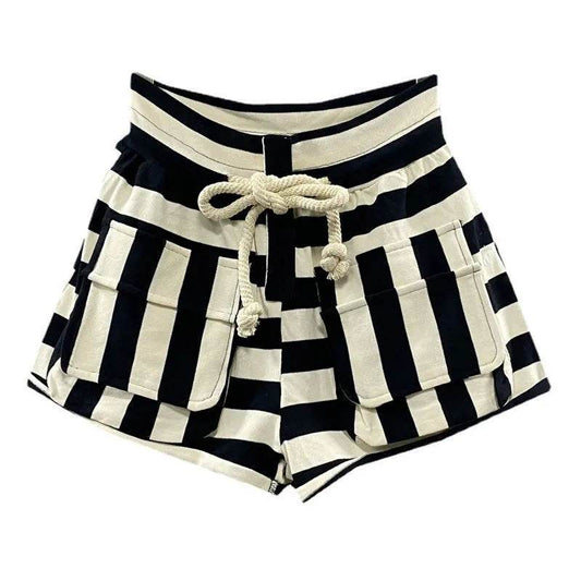 Striped Casual Cargo Shorts Women Hot Pants - www.Shopthatapp.com #