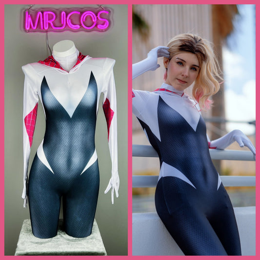 Super Hero Spider Gwen Cosplay Full Bodysuit Halloween Costume Zentai - www.Shopthatapp.com #