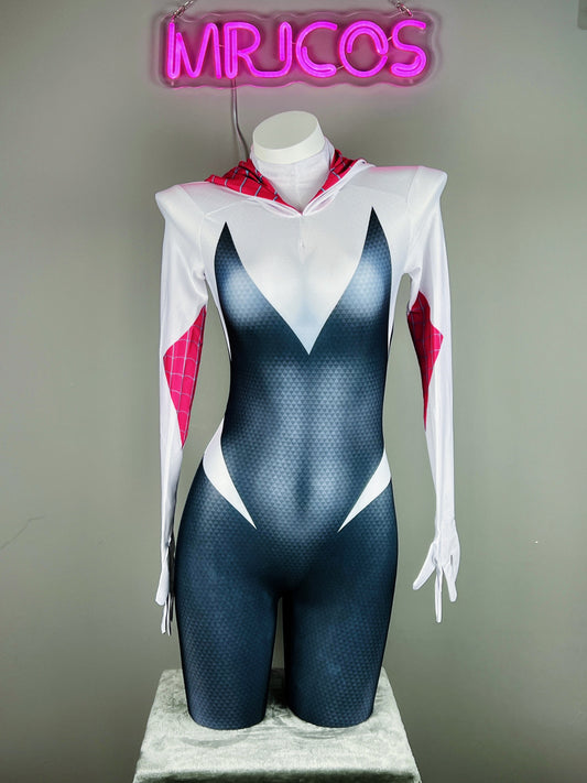 Super Hero Spider Gwen Cosplay Full Bodysuit Halloween Costume Zentai - www.Shopthatapp.com #