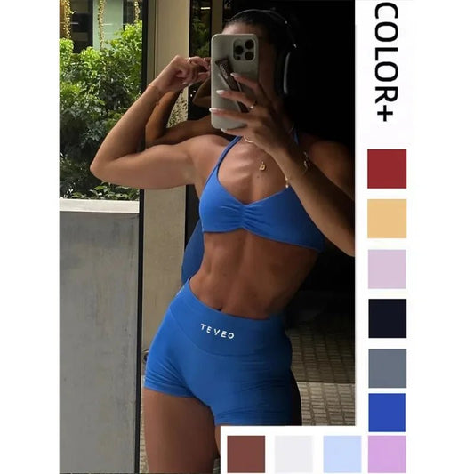 TEYEO Fashion Summer Women's Yoga Shorts Sports Running Breathable Comfortable High Waist Seamless Quick Drying Yoga Shorts - www.Shopthatapp.com #