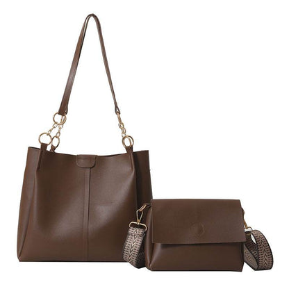 Two-piece Set Large Capacity Leather Totes shoulder Work Commuter Bag - www.Shopthatapp.com #