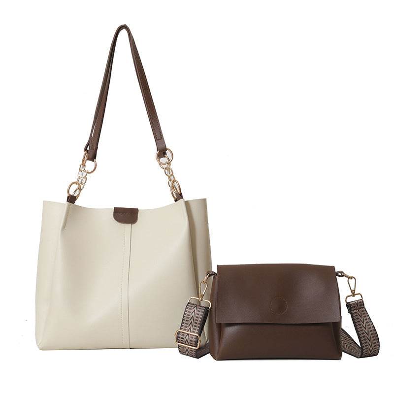 Two-piece Set Large Capacity Leather Totes shoulder Work Commuter Bag - www.Shopthatapp.com #