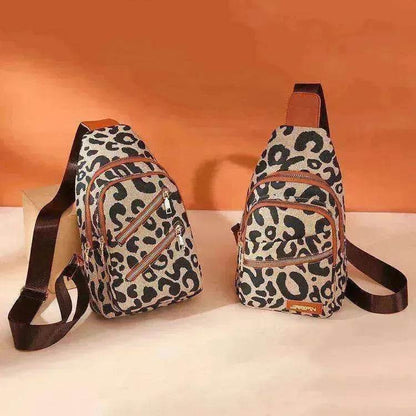 Women's Leopard Print Sling Chest Crossbody & Backpack Bag With Headphone Jack - www.Shopthatapp.com #