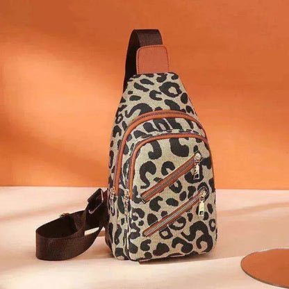 Women's Leopard Print Sling Chest Crossbody & Backpack Bag With Headphone Jack - www.Shopthatapp.com #