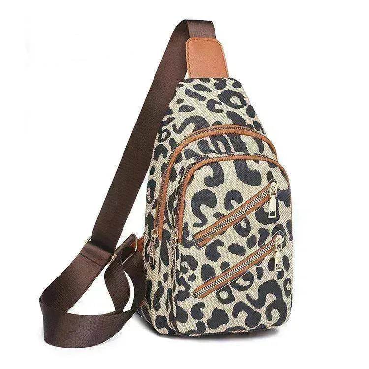 Women's Leopard Print Sling Chest Crossbody & Backpack Bag With Headphone Jack - www.Shopthatapp.com #