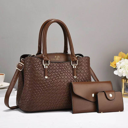 Woven Texture Three-piece Set Large Capacity One Shoulder Combination Bags women - www.Shopthatapp.com #