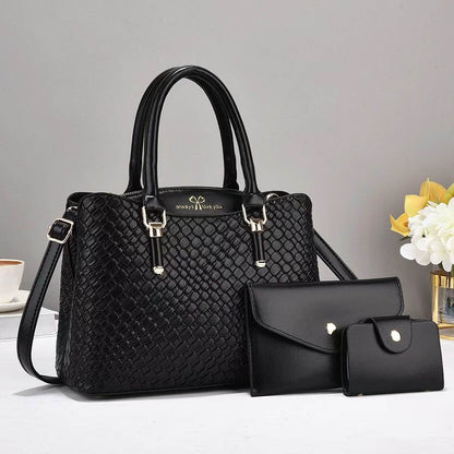 Woven Texture Three-piece Set Large Capacity One Shoulder Combination Bags women - www.Shopthatapp.com #