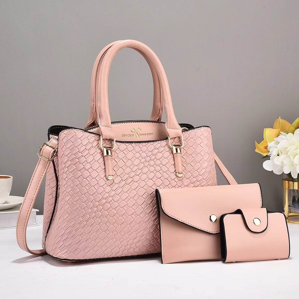Woven Texture Three-piece Set Large Capacity One Shoulder Combination Bags women - www.Shopthatapp.com #