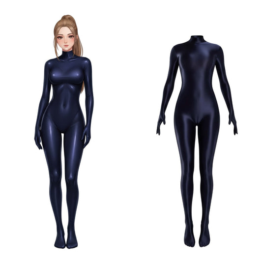 Spandex Nylon Full Bodysuit Zentai Shinny Cosplay Jumpsuit Attached Gloves - Www.Shopthatapp.com